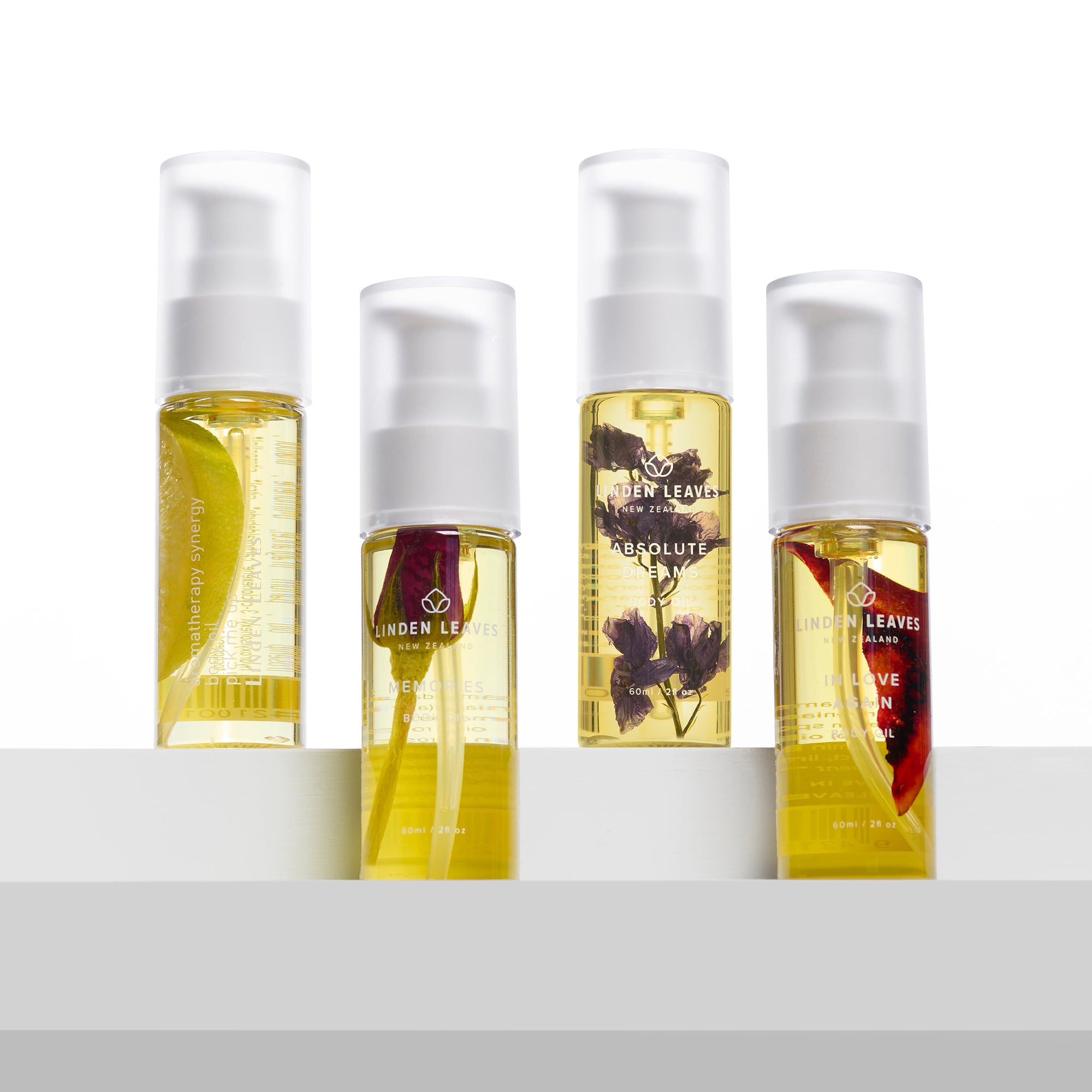 Linden Leaves 60ml Pump Body Oil Collection - Four fragrances for deeply hydrating, glowing skin