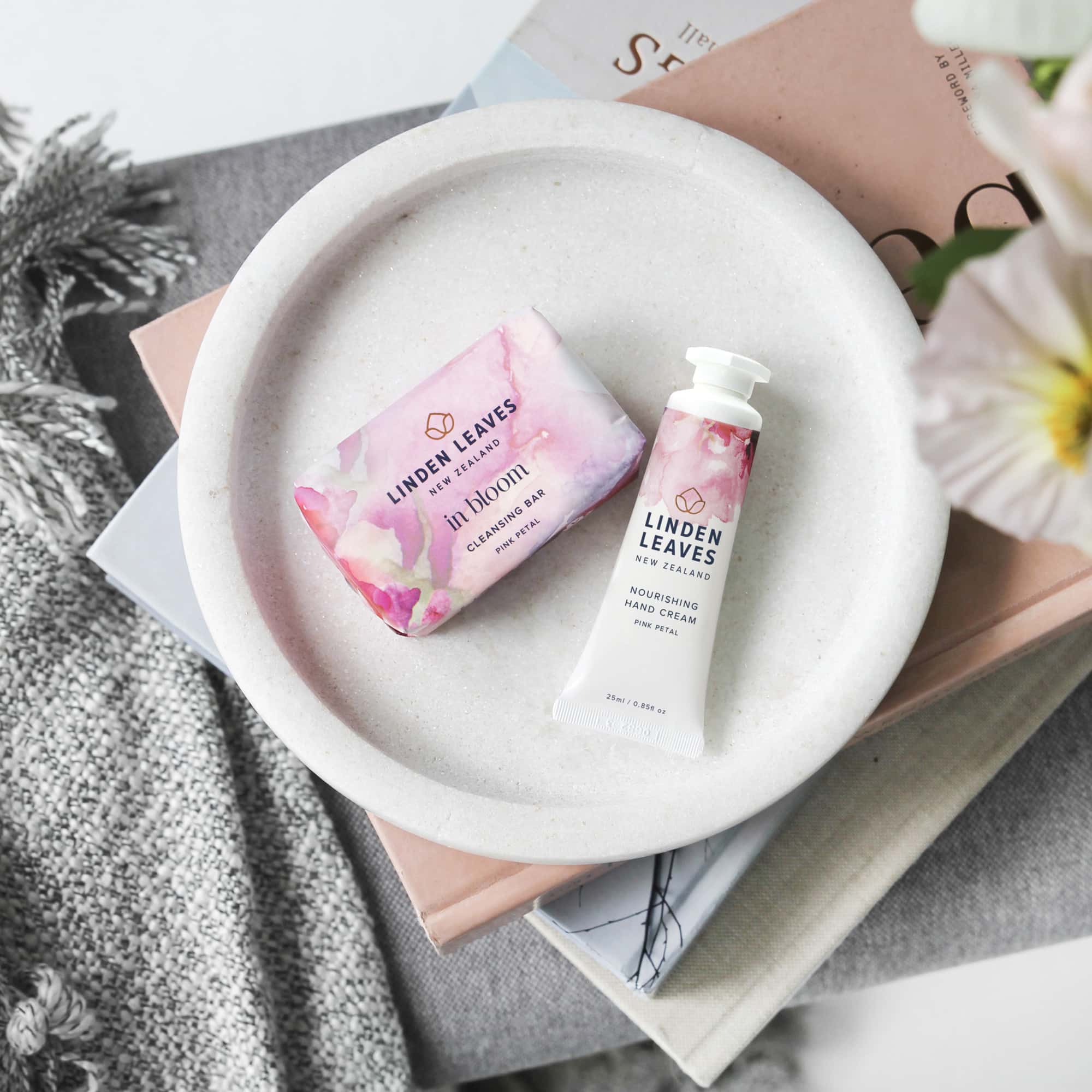 Pink Petal Hand Cream And Cleansing Bar Set
